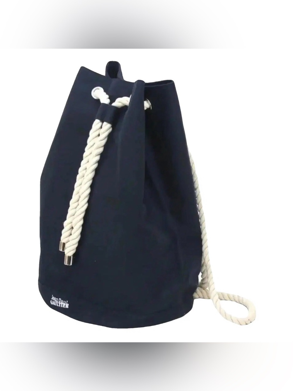 Jean Paul Gaultier Navy Canvas Drawstring Rope Backpack